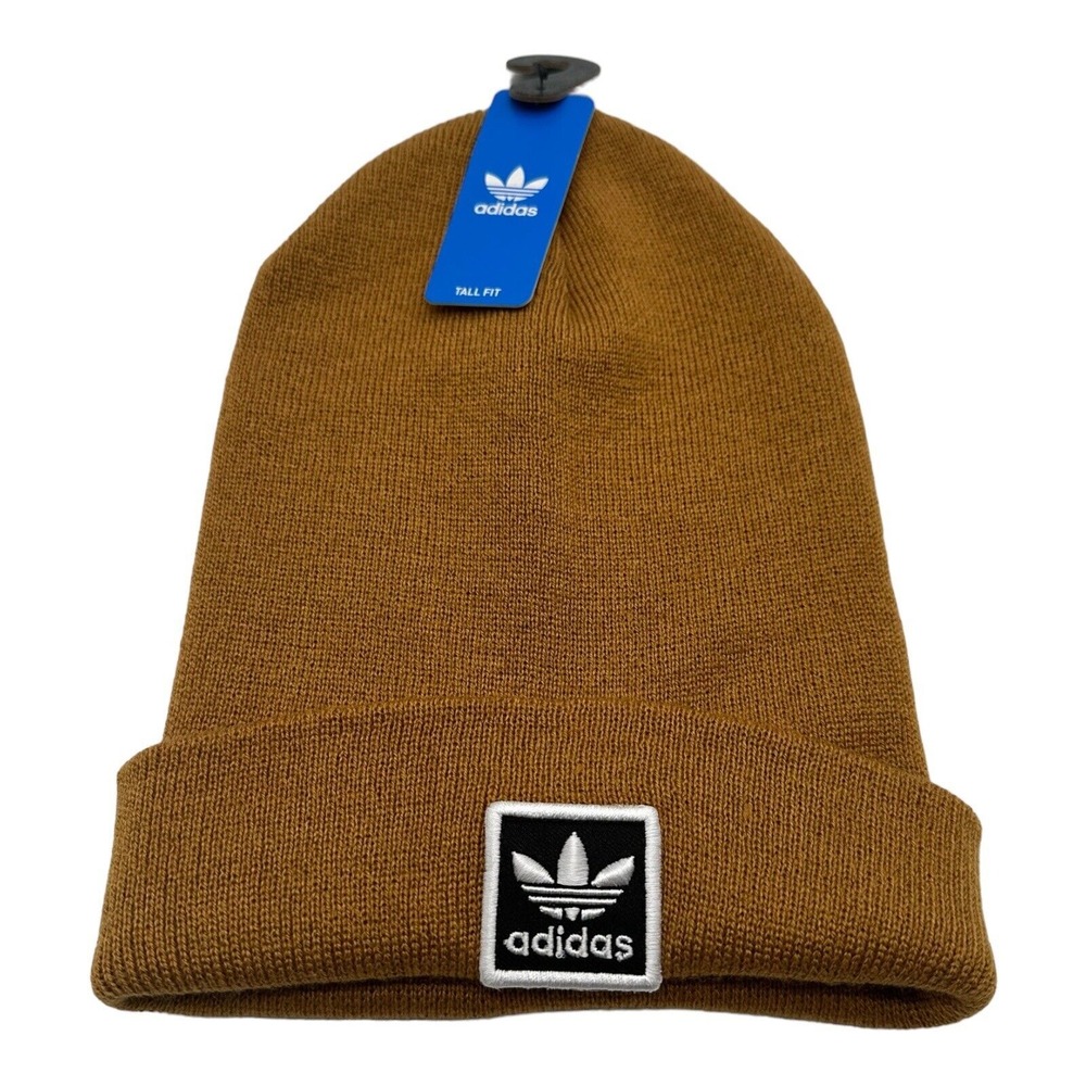 NWT Adidas Tall Fit Unisex Utility Cuffed Beige Knit Beanie Hat Cap‎ Winter OSFA